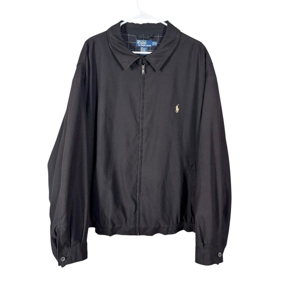 Vintage Polo Ralph Lauren Mens Black Harrington Windbreaker Jacket 3XB Old Money